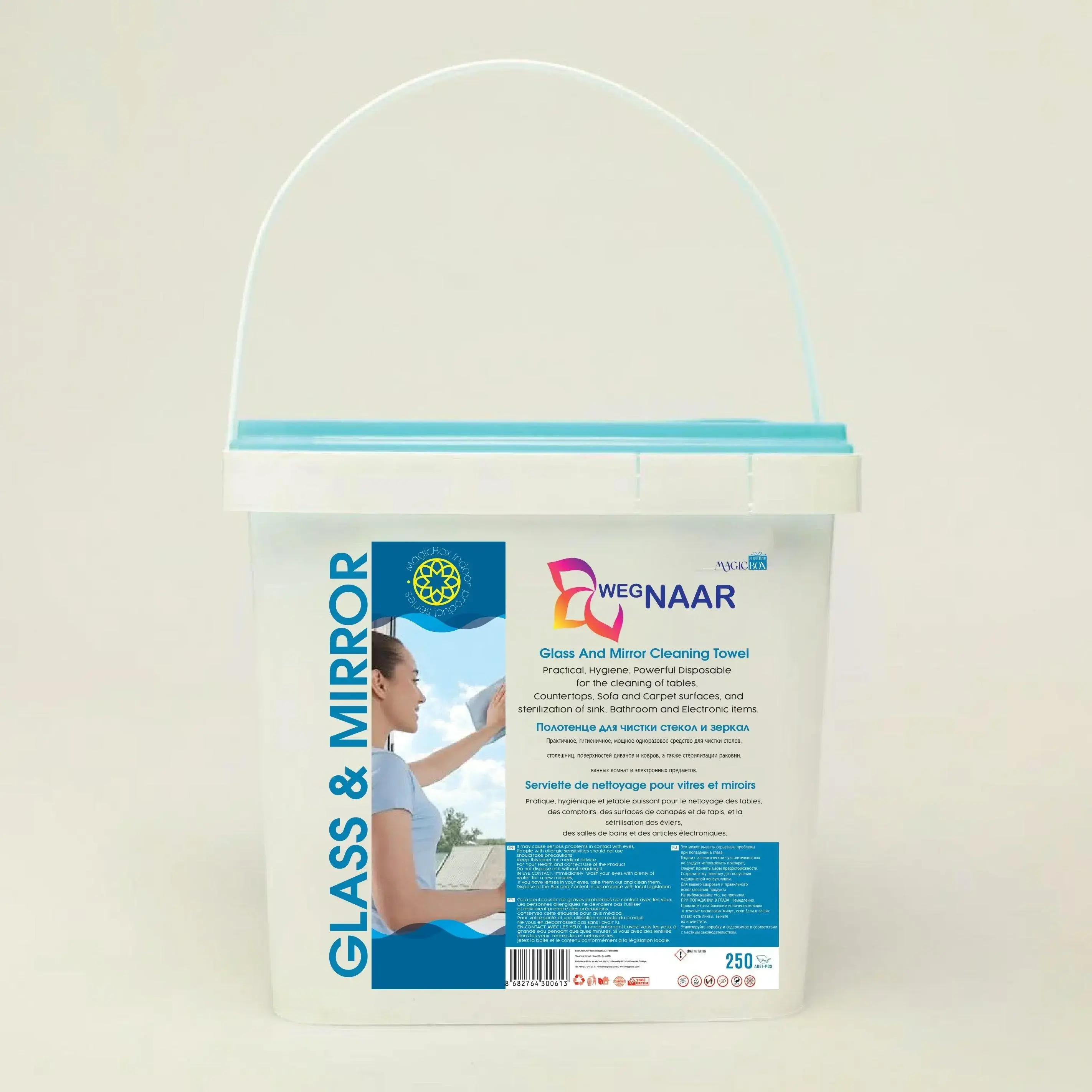 LINGETTES HUMIDES POUR VITRES ET MIROIRS – 250 PIÈCES